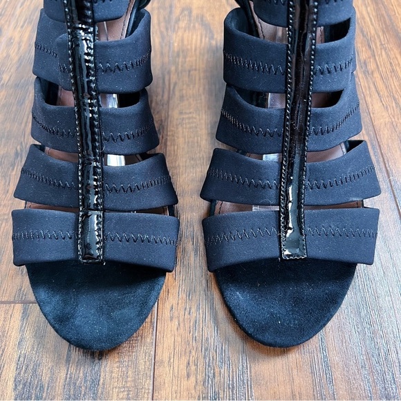 Donald J Pliner • Jada Stretch Wedge Sandal black cage gladiator heel - Picture 4 of 12